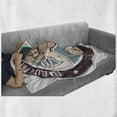 thumbnail image 6 of Fitness Soft Flannel Fleece Throw Blanket, Retro Design Gym Woman Round Layout, Cozy Plush for Indoor and Outdoor Use, 50" x 70", Warm Taupe Slate Blue, by Ambesonne, 6 of 6