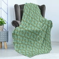 thumbnail image 4 of Floral Soft Flannel Fleece Throw Blanket, Vintage Twigs and Berries Rose Flowers Ornates Illustration, Cozy Plush for Indoor and Outdoor Use, 50" x 60", Almond Green, by Ambesonne, 4 of 5