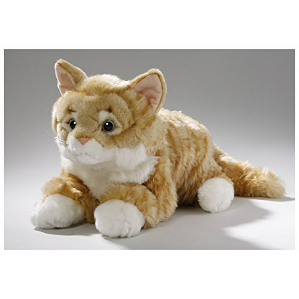 Cat Lying Brown Tabby, 14 inches, 35cm, Plush Toy, Soft Toy, Stuffed