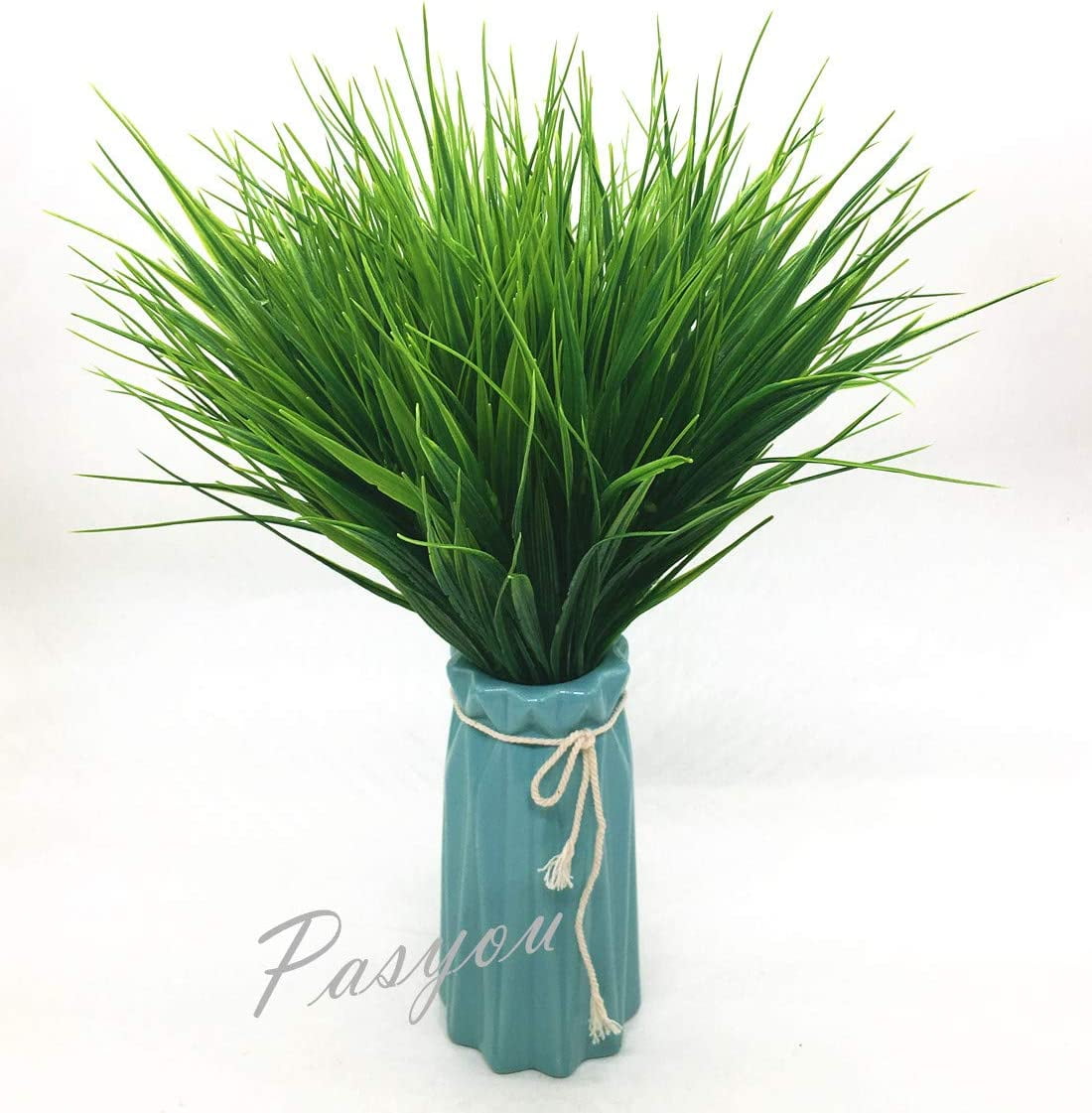 Artificial Shrub, Fake Plants Greenery Simulation Bush Sinhoon Spring Grass Leaves Plastic Indoor Outdoor Outside Home Garden Office Bedroom Verandah Wedding Decor Decoration Planter Filler 8 Pcs