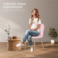 thumbnail image 3 of Sillas de Comedor de Terciopelo con Patas de Acero Acabado Tipo Madera Estilo Moderno - Sillas de Comedor Tapizadas Minimalista con Relleno Suave Set 4 Piezas Rosa, 3 of 5