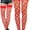 Lace Trim w/ Silicon Grip - Red, variant on ToBeInStyle Womens Multi-Strand Large Diamond Fence Net Thigh High Stockings - One Size - Turquoise