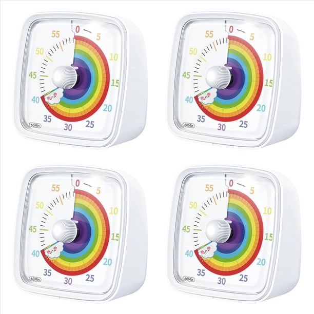 4X Temporizador Visual de 60 Minutos con Luz , Temporizador de Cuenta Regresiva, Temporizador Pomodoro con de Iris para Niños y Adultos