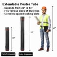 thumbnail image 3 of Whole Sale Direct 30"-53" Portable Telescoping Poster Tube with Strap - Expandable Art/Blueprint Storage Case for Travel & Document Protection, 4-Pack, 3 of 7