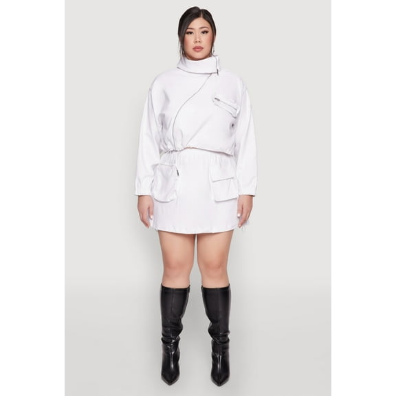 Womens Plus Size Hyperstretch Cargo Pocket Mini Skirt