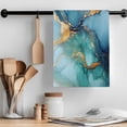 thumbnail image 2 of Turquoise Blue Kitchen Towel Dish Cloths Set of 3, Microfiber Soft Kitchen Hand Towels, Modern Teal Gold Marble Textured Absorbent Quick Drying Dishcloths 18 x 28 Inches, 2 of 8