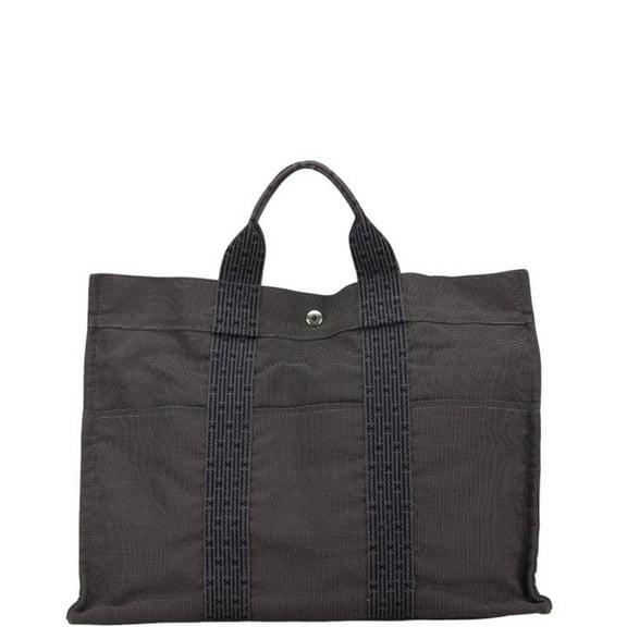 Pre-Owned Hermes Air Line MM Tote Bag Grey Canvas Women's HERMES (Good)