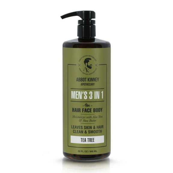 Abbot Kinney Apothecary Men's 3-in-1 Moisturizing Shampoo, Conditioner, and Body Wash, Tea Tree 32oz by Los Angeles Brands