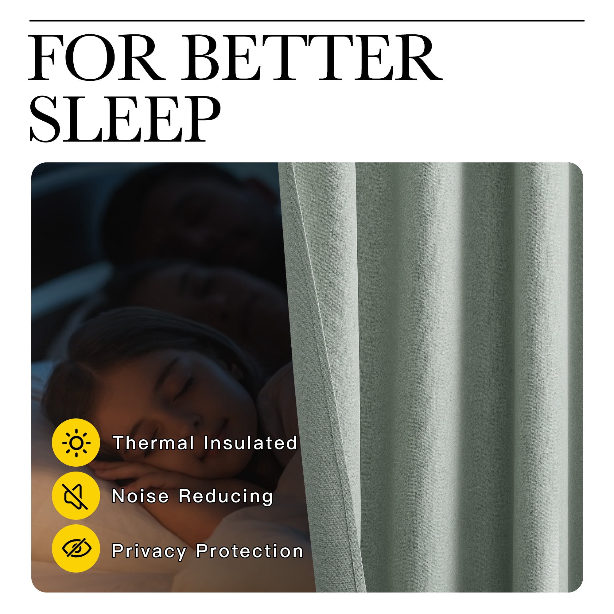 NICETOWN Full Blackout Faux Linen Curtain for Living Room Energy Saving & Noise Reducing Grommet Thermal Insulated Window Treatment, Sage Green, 2 Panels, 52" W x 96" L