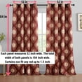 thumbnail image 4 of THD Lonny Ogee Ikatt Damask Patterned Window Grommet Curtains Bedroom - Light Blocking Darkening Window Panels, Set of 2 (Spice Red, 52 W x 84 L), 4 of 8