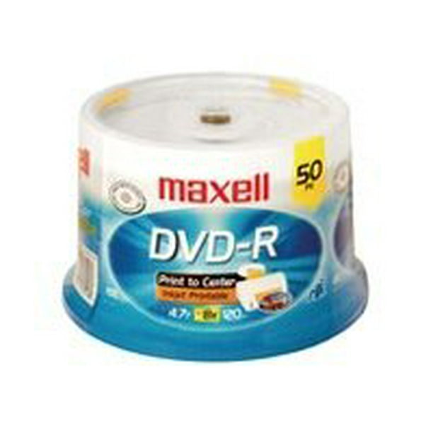 Maxell - 50 x DVD-R - 4.7 GB (120min) 16x - Blanc - surface Imprimable à jet d'Encre - Fuseaux