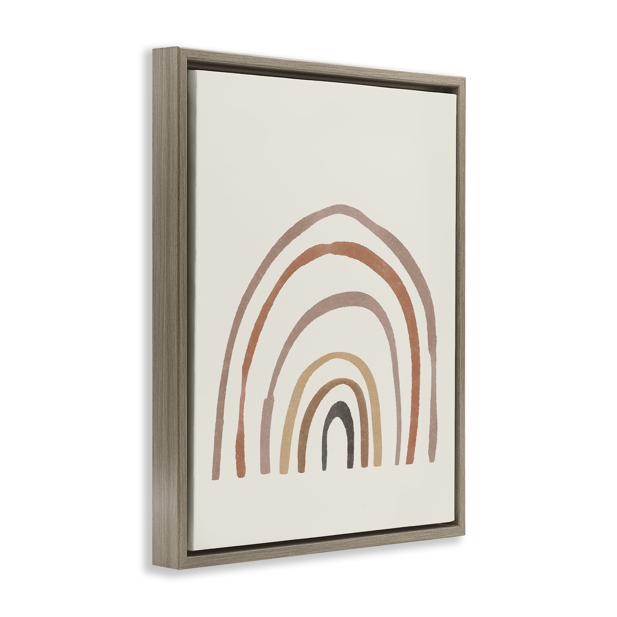 Stupell Industries Quirky Neutral Rainbow Abstract Painting Brown Floater Framed Canvas Art Print Wall Art, 25 x 31