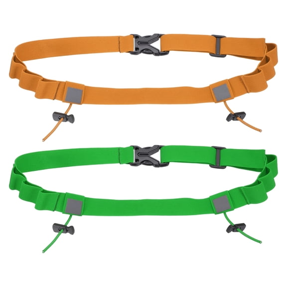 Uxcell Race Number Belt, Elastic Comfortable Running Belts with 6 Energy Gel Loops for Triathlon 2 Pcs & Green/Orange