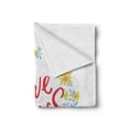 thumbnail image 2 of Romantic Soft Flannel Fleece Throw Blanket, Love Wins Words in Floral Wreath Inspiration Life Display, Cozy Plush for Indoor and Outdoor Use, 60" x 80", Red Yellow Sky Blue, by Ambesonne, 2 of 6