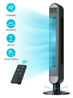 Dreo Tower Fan for Bedroom, 42 Inch Bladeless Fan, 90° Oscillating Fan, Quiet Floor Fan with Remote, LED Display, 6 Speeds 4 Modes, 12H Timer, Standing Fans for Home Living Room Office, Cruiser Pro T2