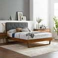 thumbnail image 2 of Platform Bed Frame, King Size, Wood, Brown Walnut Grey Gray, Modern Contemporary Urban Design, Bedroom Master Guest Suite, 2 of 10