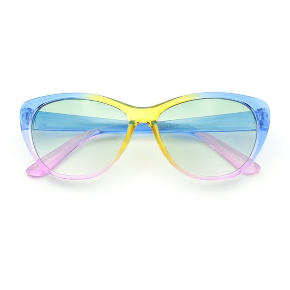 Girls Tie Dye Hippie Color Classic Cat Eye Sunglasses Yellow Blue - Green