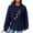 #0301-Dark Blue, variant on Pounoo Waffle Knit Hoodies for Women Cute Dog Paw Heart Gift Print Long Sleeve Tops Winter Warm Pet Owner Top With