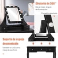 thumbnail image 4 of Set Tocador Costway con Espejo Rectangular y Taburete 10 Bombillas LED Negro 80 x 40 x 135,5 cm, 4 of 10