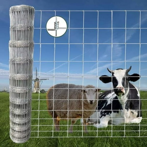 Farm Fence, 6ft x 100ft Galvanized Wire Fencing, Heavy Zinc Coating Cattle Fence Used to Hog Goat Fencing for Yard and Garden$$Garden &