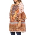 thumbnail image 3 of Sakkas Inna Colorful Shift Dress Tunic with Bell Ruffled Sleeves & Rhinestones - TO152-Orange - One Size, 3 of 5