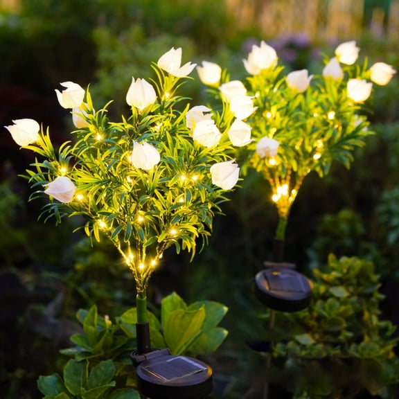 Uiz Merueh Solar Garden Lights - Gardenia Flower Light, Solar Outdoor Lights, Waterproof Solar Outdoor Lights Auto ON/Off Solar Decorative Lights for Garden, Patio, Backyard
