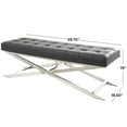 thumbnail image 3 of DecMode Leather Bench with Stainless Steel Supports, Black, 3 of 7