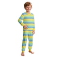 thumbnail image 4 of VNKIDY Boys Girls Kids Stripe Homewear Set Long Sleeve Crewneck Top Elastic Waisted Tapered Leg Pants For Daily Home Relaxation Blue 150, 4 of 4