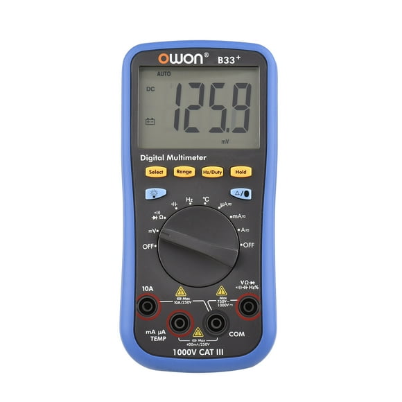 OWON Multimètre Numérique BT B33+ avec Enregistrement hors Ligne Testeur Électrique Auto-Alignant avec Rétro-Éclairage Écran LCD AC DC Détecteur de Tension Mesure de la Température Multifonctions Vo