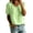 Green, variant on Women's Eyelet Short Sleeve Shirts Summer Breathable V-Neck Plain Blouse Loose Fit Casual Boho Beach Cruise Tops Blue