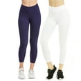 thumbnail image 1 of Women & Plus Soft Cotton Active Stretch Capri Length Lightweight Leggings (2PK-Navy/White, 3X), 1 of 4