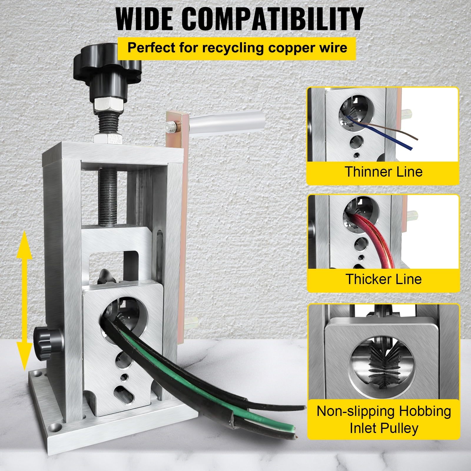 KFFKFF Wire Stripping Machine, 0.06-1.57 inches Drill Powered, Manual