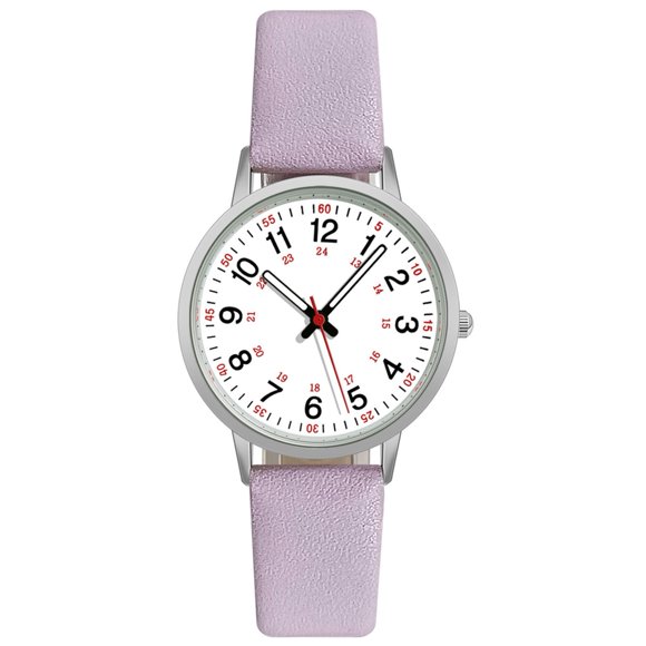 Comfortable Women Watch with Hands Digital Watch with Soft Faux Leather Strap 24 Hours Time Round Dial Quartz Watch for Women Fashion for Students