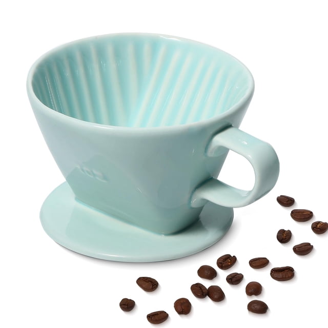 LHUKSGF Pour Over Ceramic - Cafetera de cerámica con 3 agujeros de fondo plano, cono de filtro lento de porcelana para viajes, camping, oficina, hogar, cafetera...