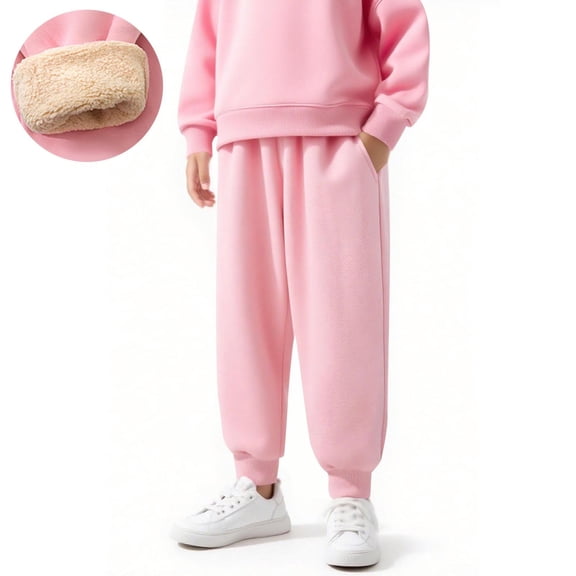 Busydd Girls Sweatpants 2-13 Years Unisex Warm Fleece Kids Sweatpants Casual Solid Color Elastic Waist Boys Sweatpants Comfy Cotton Teen Girl Clothes with Pockets 11 Years
