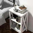 thumbnail image 3 of VECELO Nightstand with 3-Tier Open Shelf, Modern X-Design Bedside/End Table for Living Room, Bedroom, Home Office, White, 3 of 10