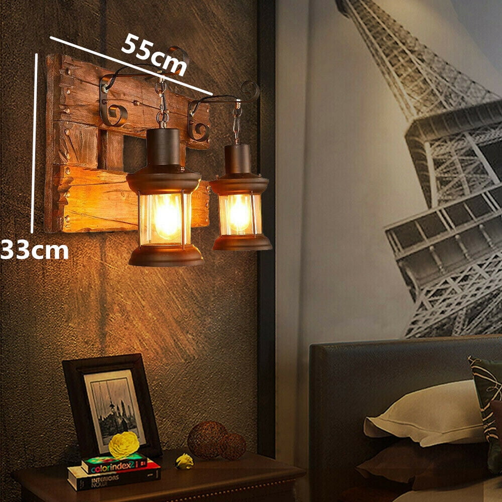 Miumaeov Industrial Rustic Wall Lantern Glass Wall Light Fixture Loft Outdoor Wall Sconce Lamp