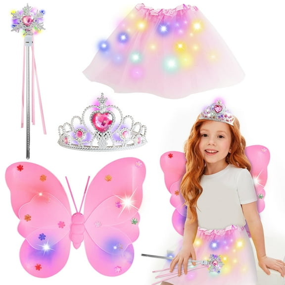 Style-Carry Princess Toys for Toddler Girls 3 4 5 6 Year Old, Princess Dress Up for Girls 3-6, Light Up Butterfly Wings Toddler Toys Age 2 3 4 5 Girls