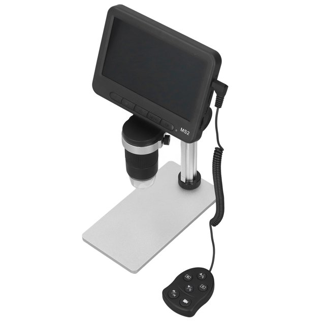 Microscopio Con Lupa, Rango De Enfoque De 10 A 40 Mm Batería Incorporada Pantalla LCD Microscopio Luces LED Ajustables Aumento 500X-1000X Para Observación De Objetos