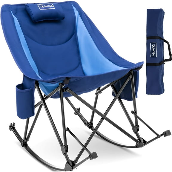 OuterSpa Rocking Camping Chair, Heavy Duty, High Back Oversized Portable Folding Chair with Cup Holder and Side Pocket Outdoor Foldable Camp Chairs for Fishing, Camping, Picnic, Lawn