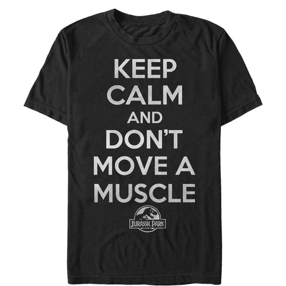 Men's Jurassic Park Keep Calm and Don't Move a Muscle Graphic Tee Black Large