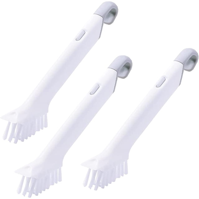 (Blanco) 3 cepillos colgantes largos, cepillo para fregar, cepillo para lechada para azulejos de platos, cepillo para lavar, cepillo para sartenes para limpiar platos, bandejas TUNC Sencillez