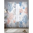 thumbnail image 2 of Summer Watercolor Sheer Curtains 108 Inch Long 2 Panels, Red Blue Coral Seashell Nautical Vintage Light Filtering Rod Pocket Curtains, Sheer Voile Drapes for Living Room Bedroom, 52"x108", 2 of 8