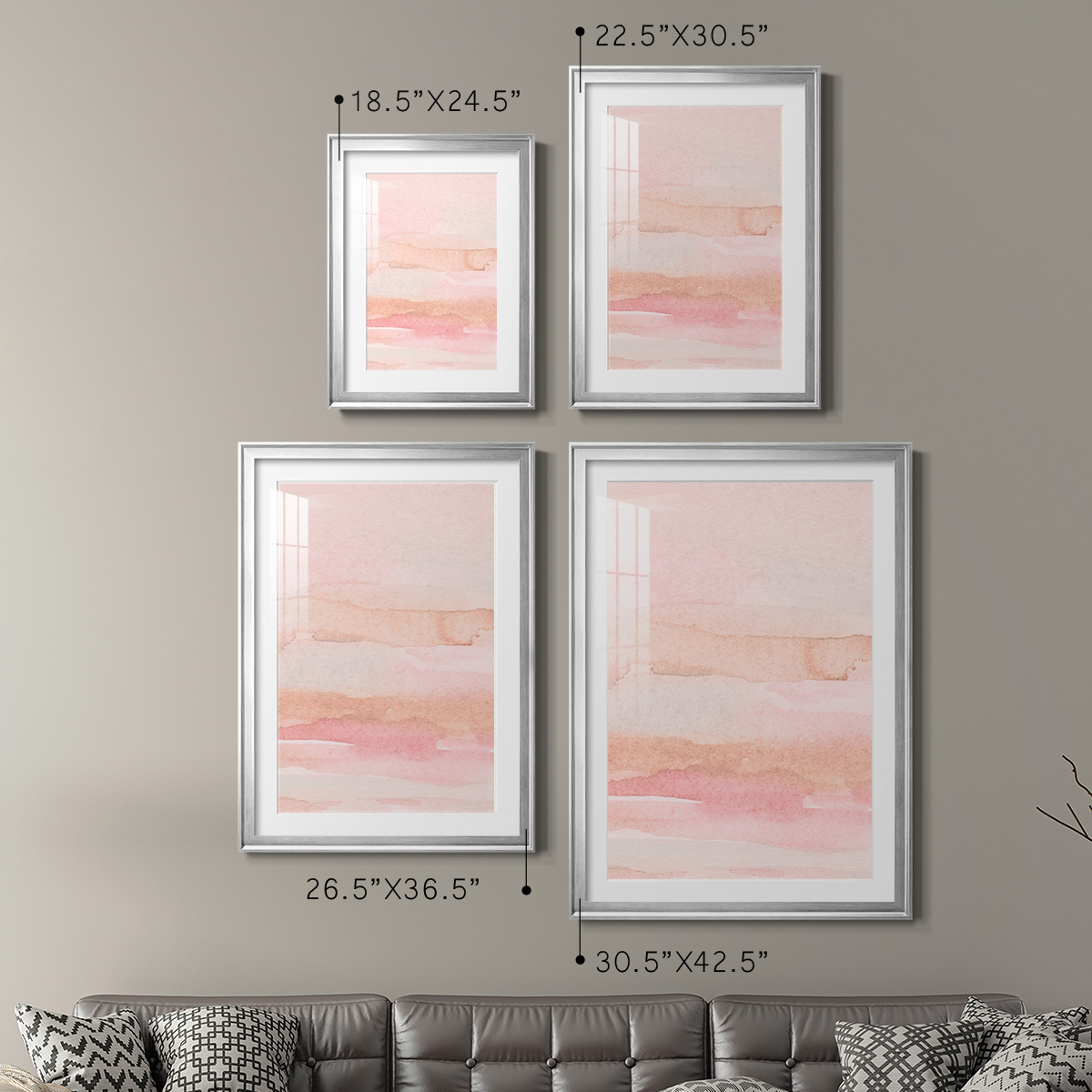 Wexford Home Rose Fade I Premium Framed Print, 26.5" x 36.5" - Ready to Hang, Silver (Set of 2)