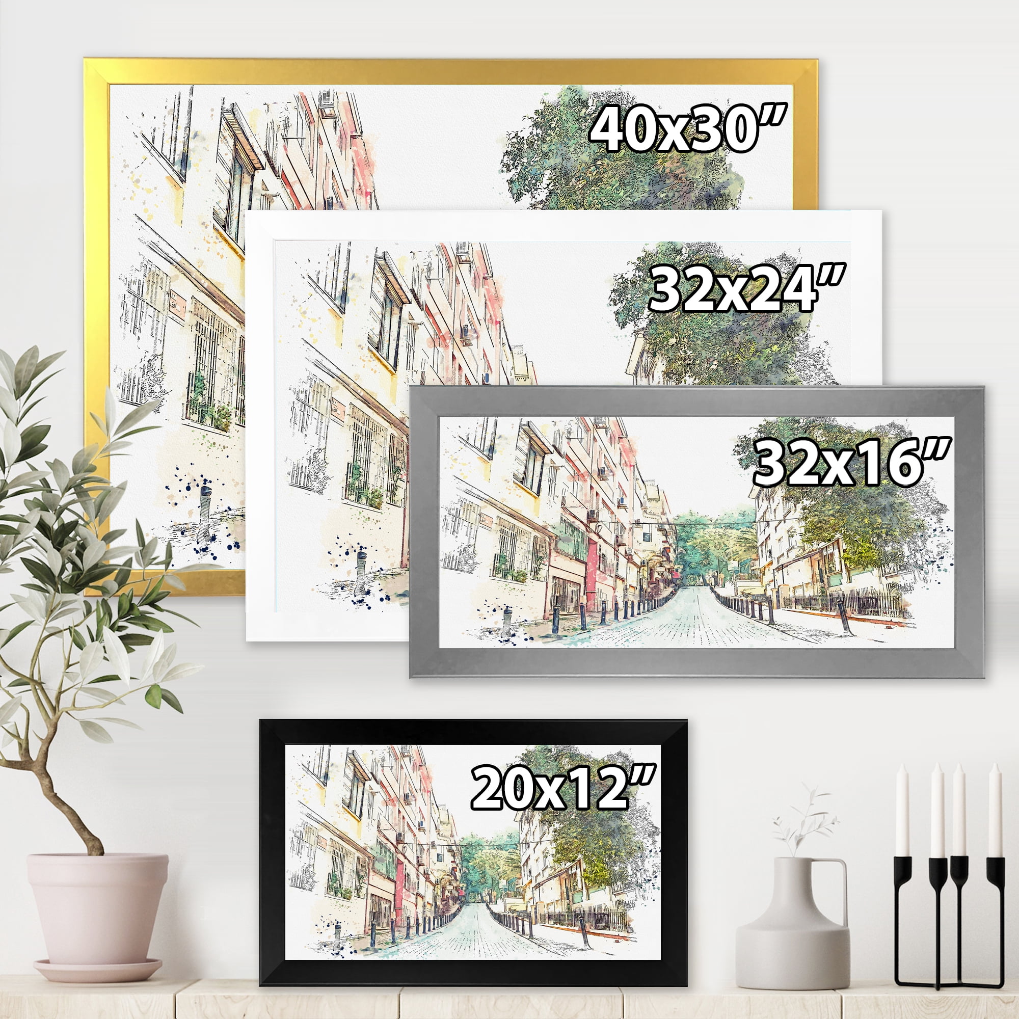 Designart 'Traditional Street In City Istanbul' Traditional Framed Art Print