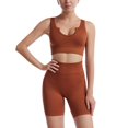 thumbnail image 3 of Coofit Workout Outfit Set 2-Piece Quick-drying Ribbed Crop Top Yoga Shorts for Women, 3 of 10