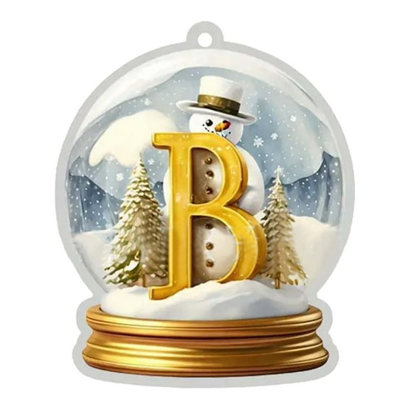 Wadada Customize Christmas Ornament 2024 Letters B Acrylic Christmas Tree Ornaments 2.9" Glod Initial in Snow Globe Family Name Monogram Holiday Decoration Funny Gifts for Women/Men