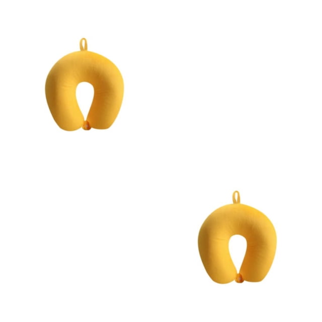 Bearachild Almohada de espuma en forma de U de repuesto de Color sólido para el hogar, oficina, viajes, soporte para el cuello, cojines para la amarillo jengibre 2Conjunto