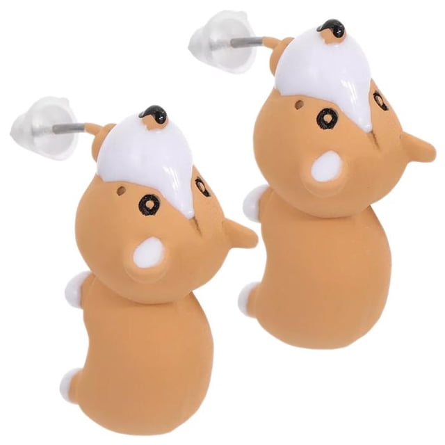 Aretes de moda infantil VentDepot EarringDog02 1Pza Perro Tuerca Café Silicona
