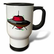 3dRose"Red UFO" Travel Mug, 14 oz, Multicolor